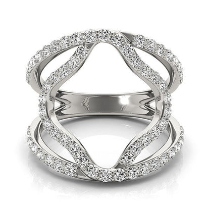 14k White Gold Diamond Flower Style Dual Band Ring (5/8 cttw) Bids.com