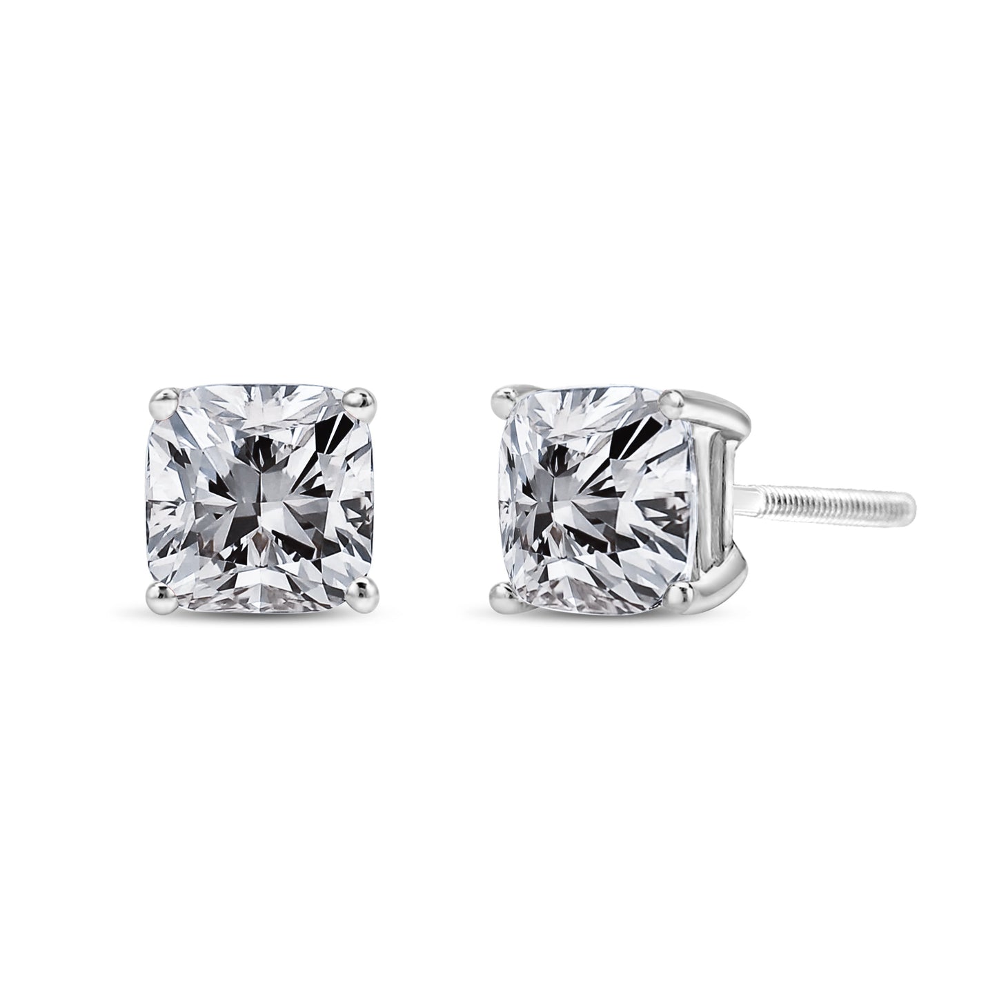 14K White Gold 1 1/2 Cttw Clarity Enhanced Princess Cut Diamond Solitaire Stud Earrings (I-J Color, I1-I2 Clarity) Bids.com