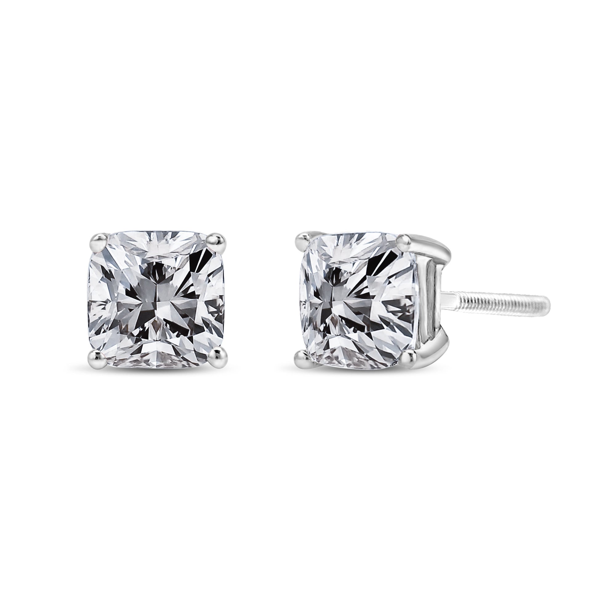 14K White Gold 1 1/2 Cttw Clarity Enhanced Princess Cut Diamond Solitaire Stud Earrings (I-J Color, I1-I2 Clarity) Bids.com