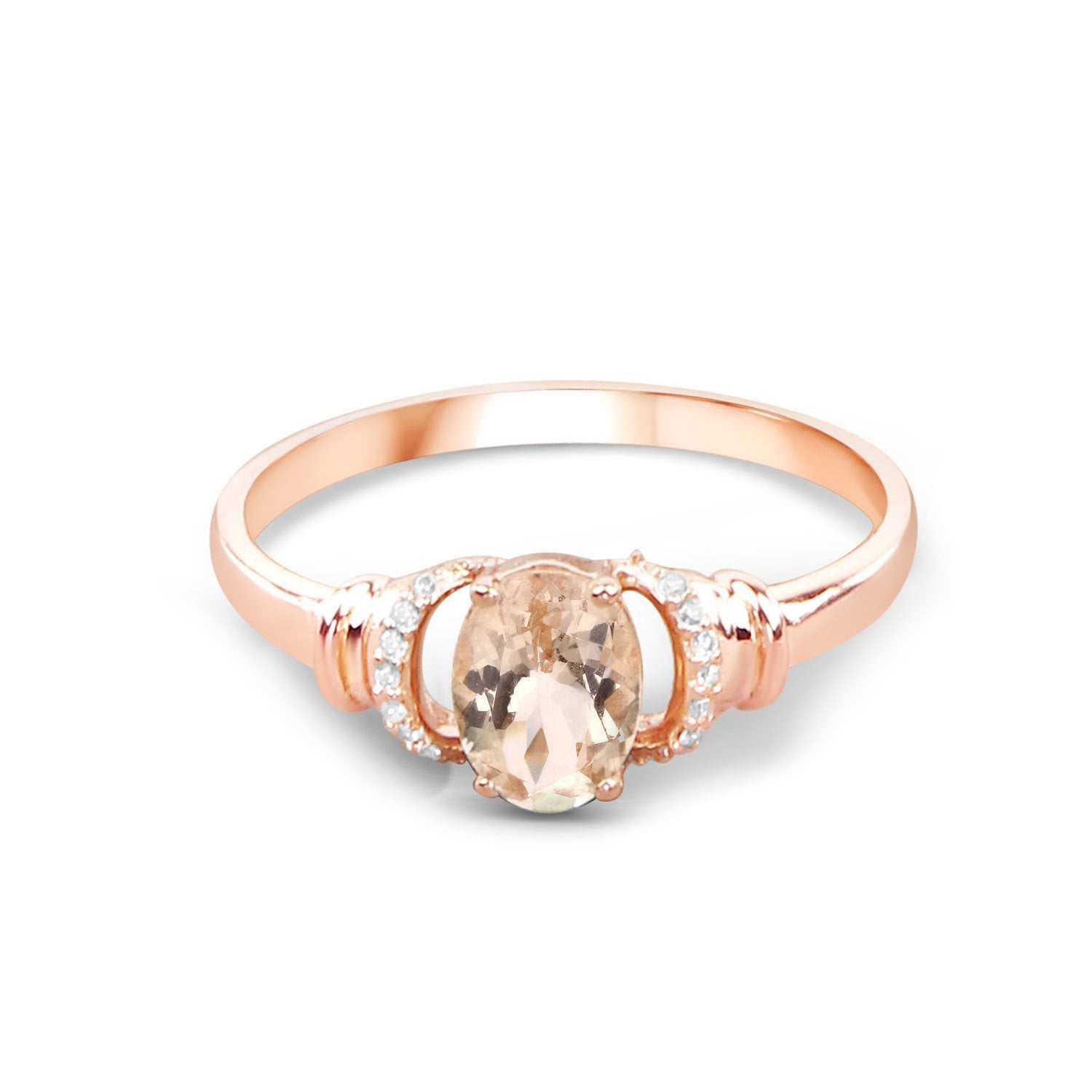 0.75 Carat Genuine Morganite and White Diamond 14K Rose Gold Ring Bids.com