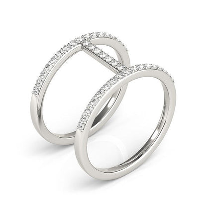 14k White Gold Dual Band Bridge Style Diamond Ring (3/8 cttw) Bids.com