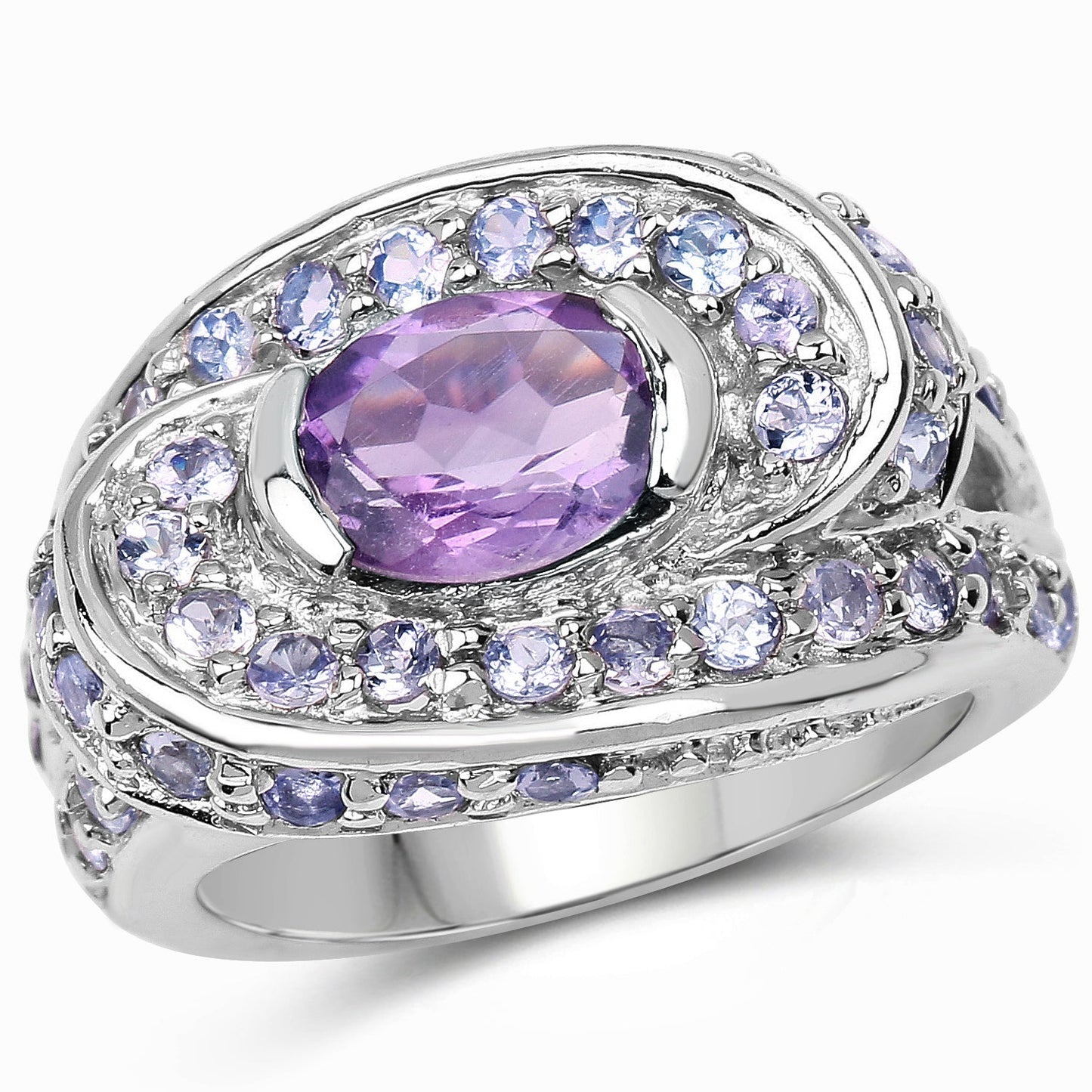 2.76 Carat Genuine Amethyst and Tanzanite .925 Sterling Silver Ring Bids.com