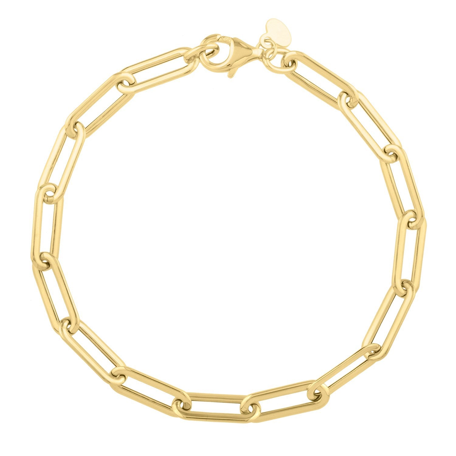 14k Yellow Gold Long Domed Paperclip Chain Bracelet (4.80 mm) Bids.com