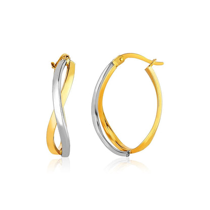 14k Two-Tone Gold Twisted Style Polished Hoop Earrings Bids.com