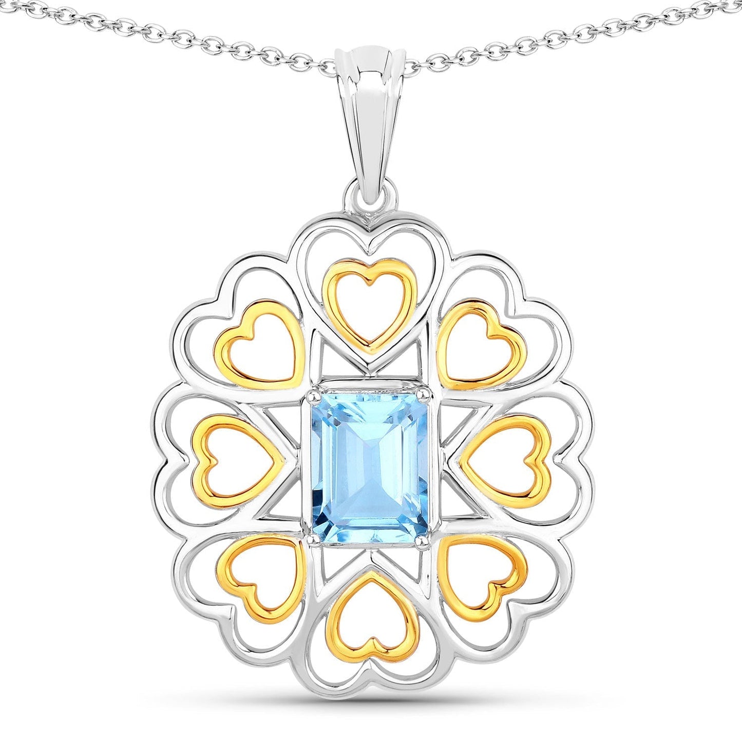 2.60 Carat Genuine Blue Topaz .925 Sterling Silver Pendant Bids.com