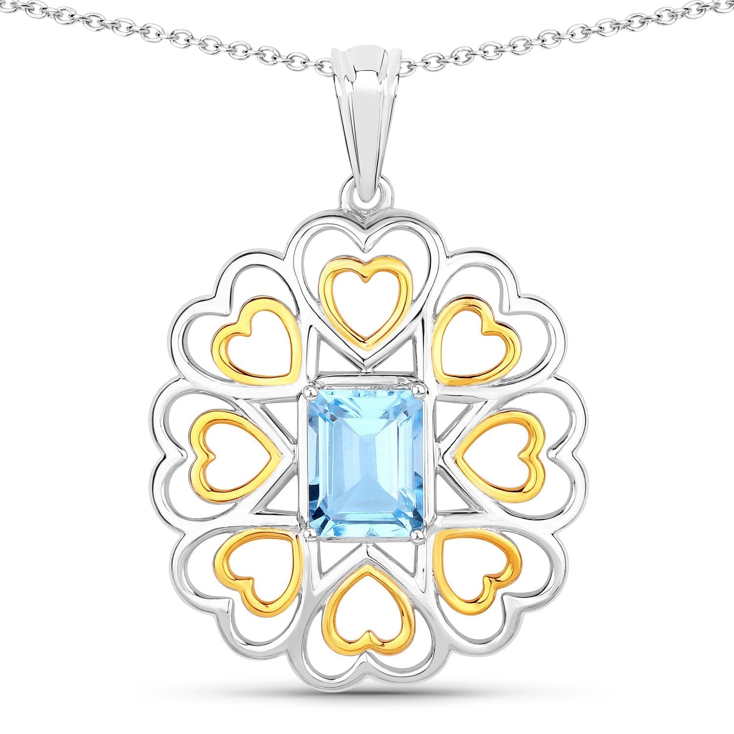 2.60 Carat Genuine Blue Topaz .925 Sterling Silver Pendant Bids.com