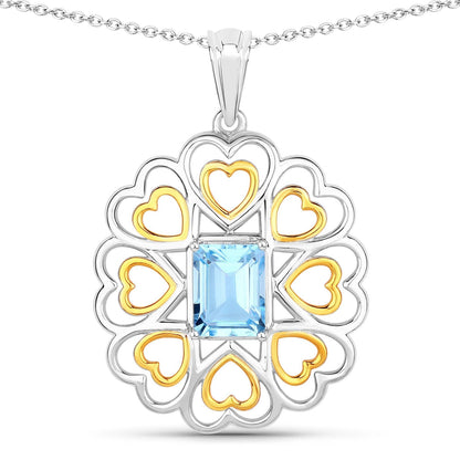 2.60 Carat Genuine Blue Topaz .925 Sterling Silver Pendant Bids.com