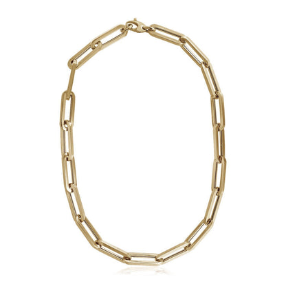 14k Yellow Gold Extra Wide Paperclip Chain Necklace Bids.com