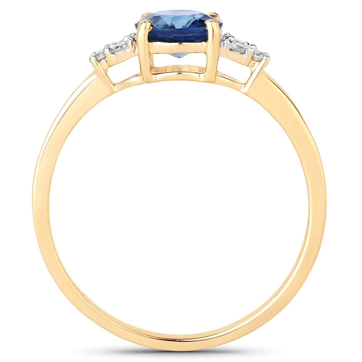 1.08 Carat Genuine Blue Sapphire and White Diamond 14K Yellow Gold Ring Bids.com