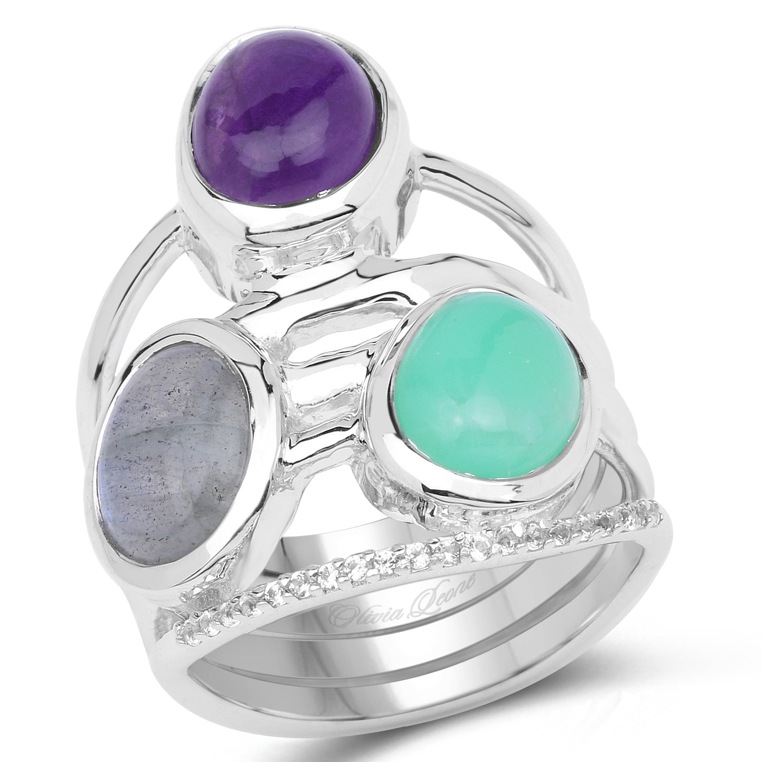 4.00 Carat Genuine Multi Stone .925 Sterling Silver Ring Bids.com