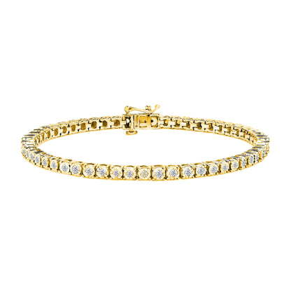 .925 Sterling Silver 1.0 Cttw Miracle-Set Diamond Round Faceted Bezel Tennis Bracelet (I-J Color, I3 Clarity) - 7" Bids.com