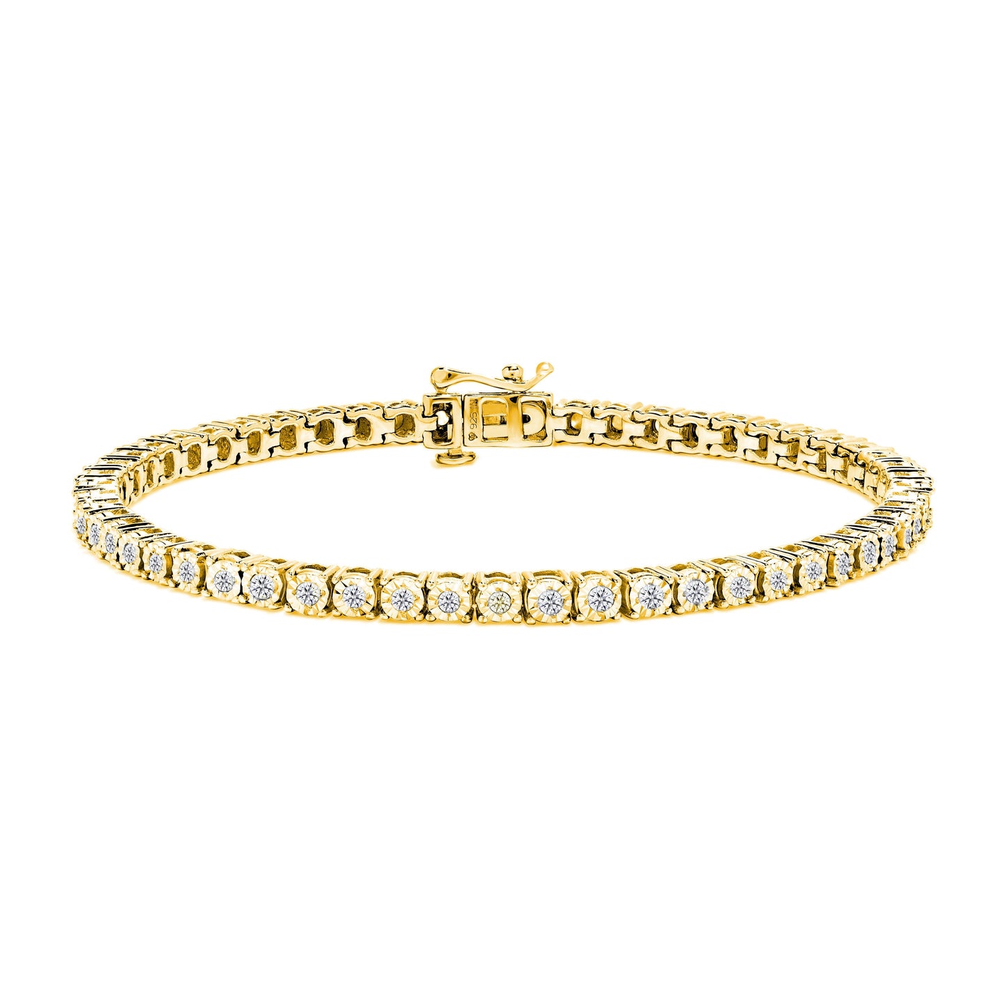 .925 Sterling Silver 1.0 Cttw Miracle-Set Diamond Round Faceted Bezel Tennis Bracelet (I-J Color, I3 Clarity) - 7" Bids.com