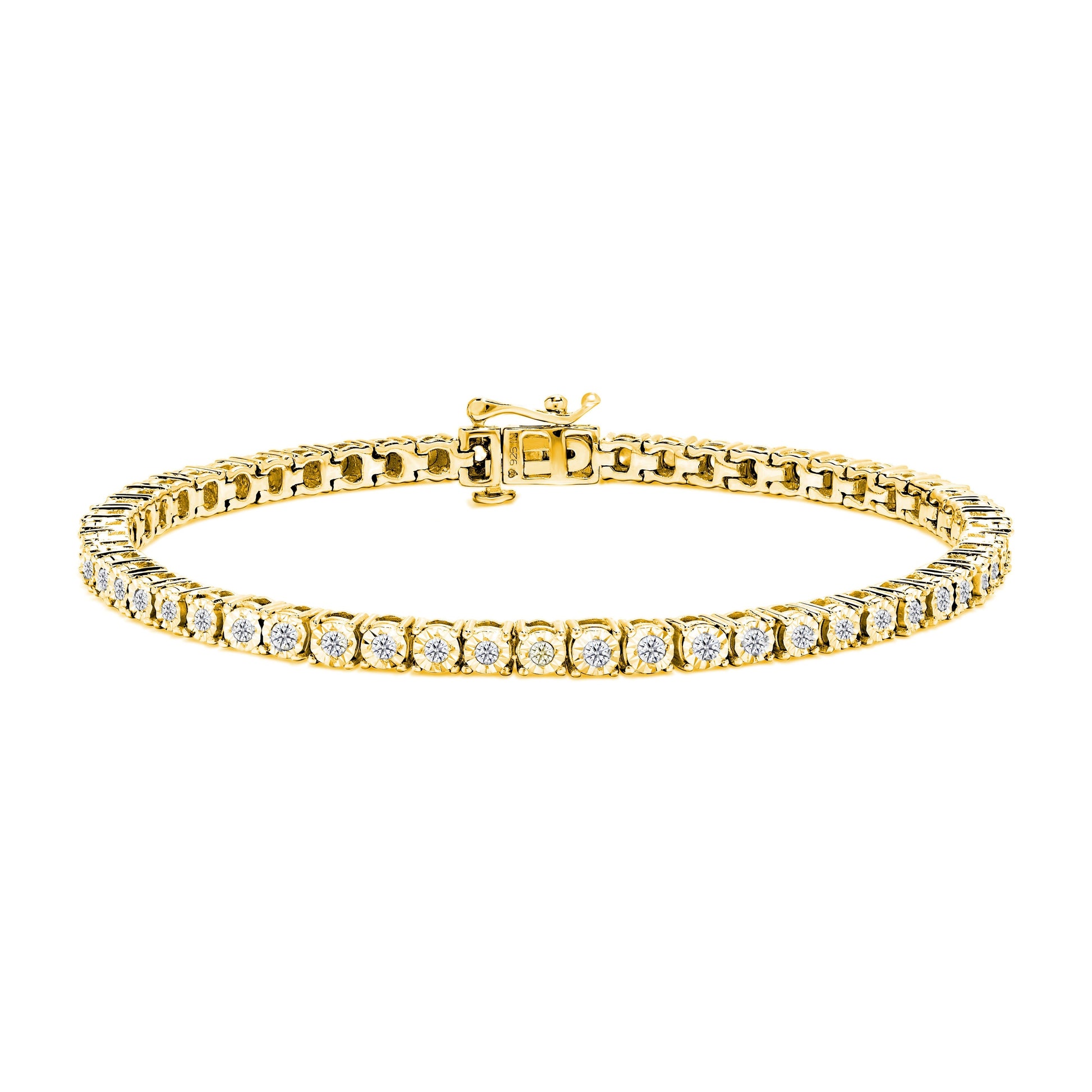 .925 Sterling Silver 1.0 Cttw Miracle-Set Diamond Round Faceted Bezel Tennis Bracelet (I-J Color, I3 Clarity) - 7" Bids.com
