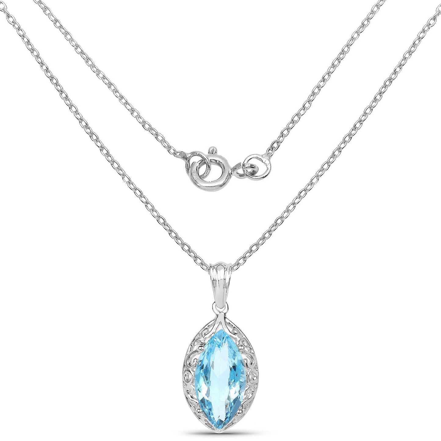 8.22 Carat Genuine Swiss Blue Topaz .925 Sterling Silver Pendant Bids.com
