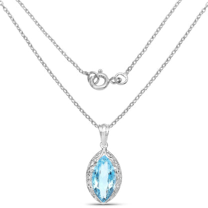 8.22 Carat Genuine Swiss Blue Topaz .925 Sterling Silver Pendant Bids.com