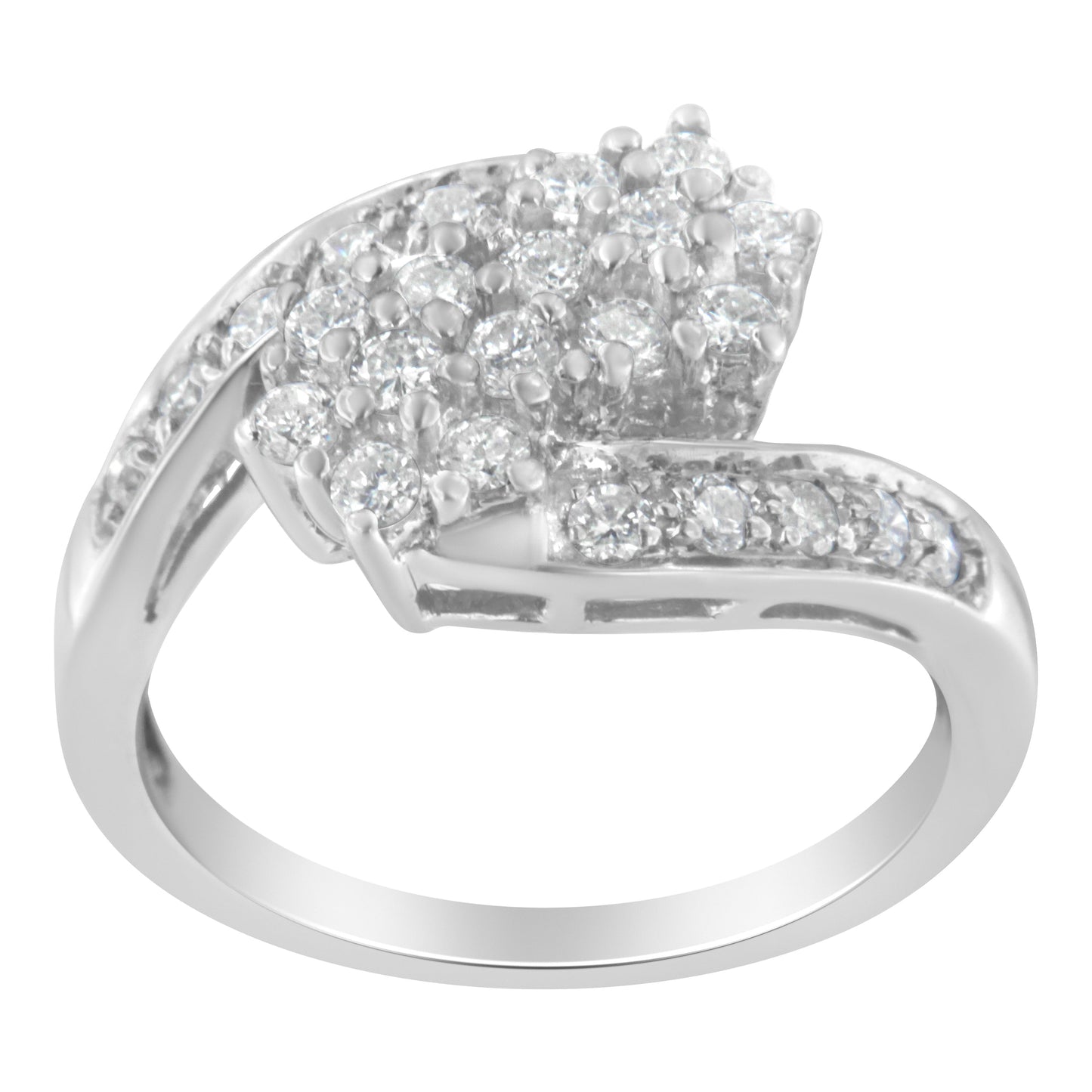 14KT White Gold Diamond Cluster Ring Band (7/8 cttw, H-I Color, I1-I2 Clarity) Bids.com