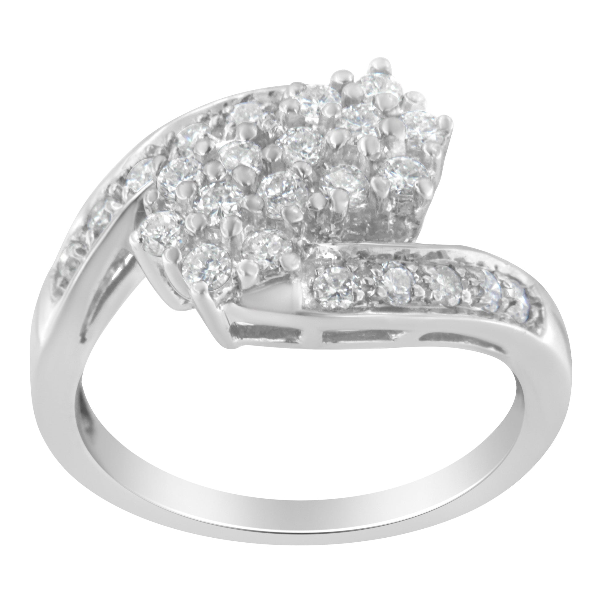 14KT White Gold Diamond Cluster Ring Band (7/8 cttw, H-I Color, I1-I2 Clarity) Bids.com