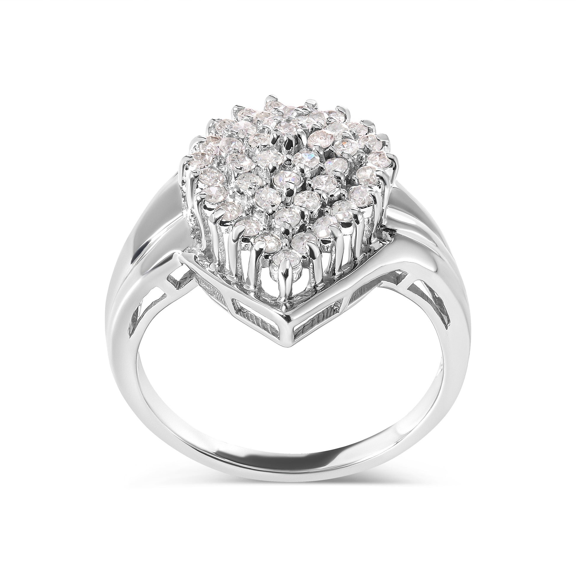 10K White Gold 1/2 Cttw Diamond Pear Shaped Cluster Ring (H-I Color, I1-I2 Clarity) - Ring Size 7 Bids.com