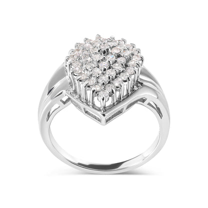 10K White Gold 1/2 Cttw Diamond Pear Shaped Cluster Ring (H-I Color, I1-I2 Clarity) - Ring Size 7 Bids.com