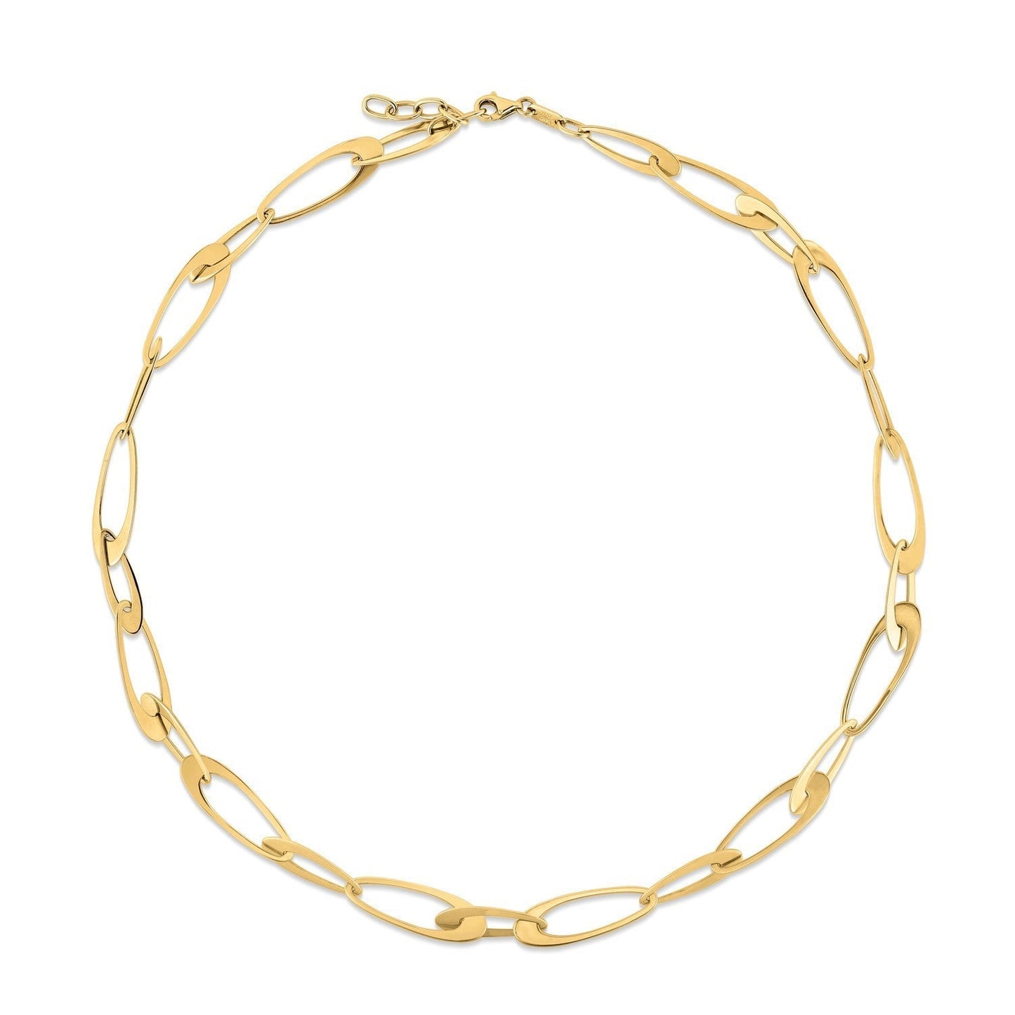 14K Yellow Gold Italian Oval Links Necklace Bids.com