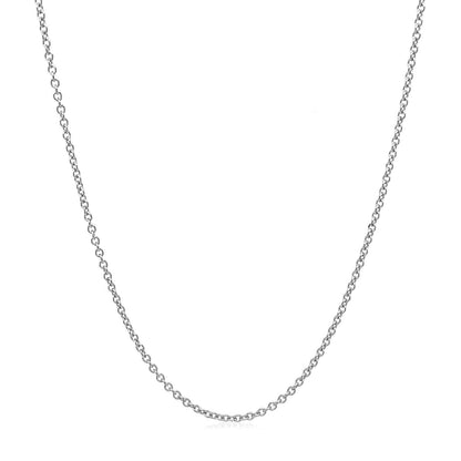 14k White Gold Round Cable Link Chain 1.3mm Bids.com