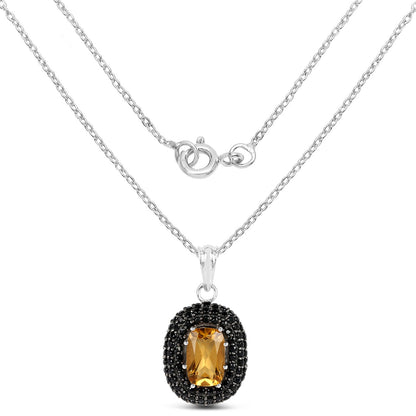 5.85 Carat Genuine Citrine and Black Spinel .925 Sterling Silver Pendant Bids.com