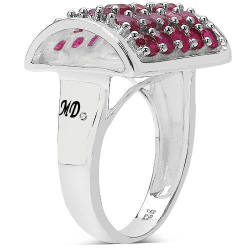 3.01 Carat Genuine Ruby & White Diamond .925 Sterling Silver Ring Bids.com