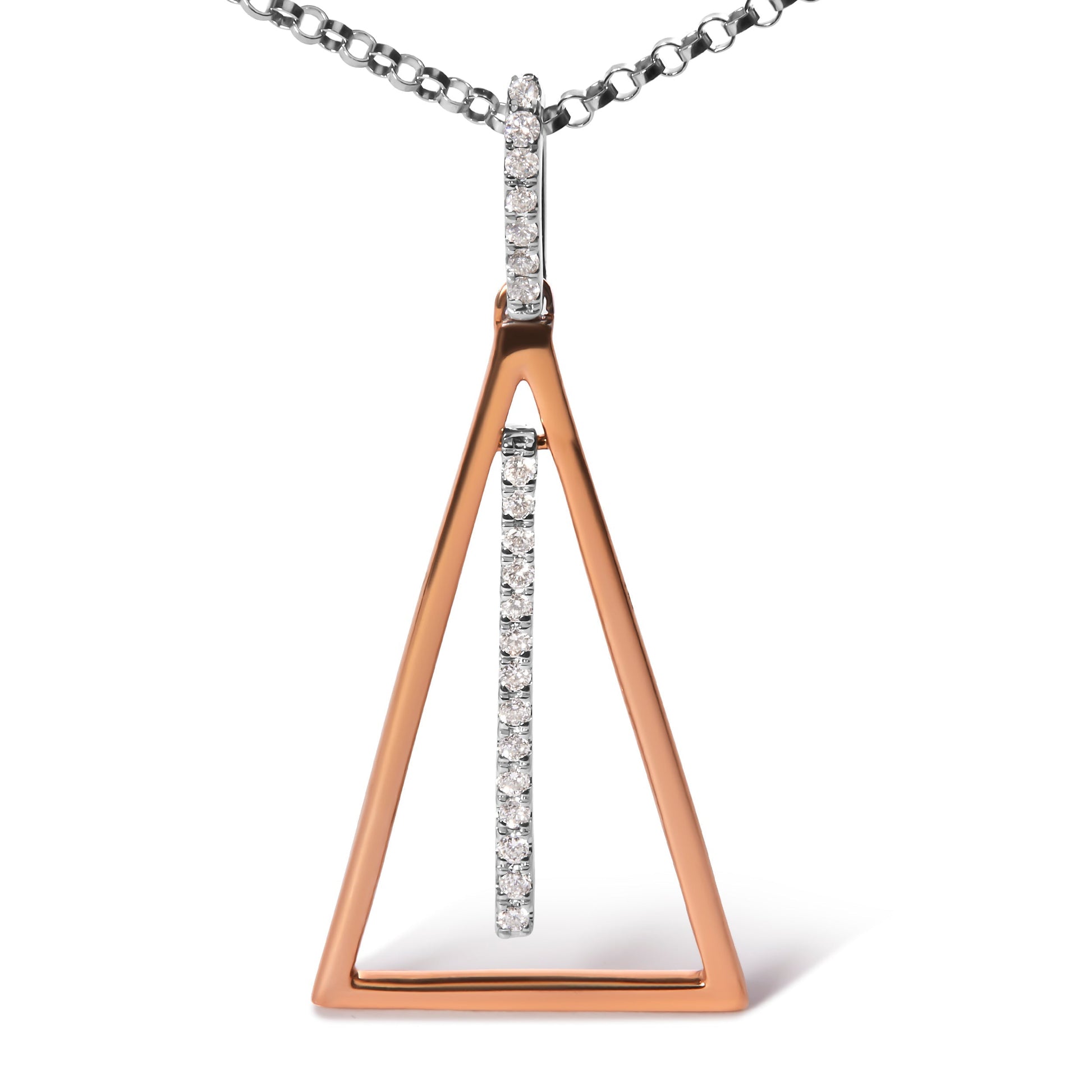 14K Rose and White Gold 1/8 Cttw Diamond Windchime 18" Pendant Necklace (G-H Color, SI1-SI2 Clarity) Bids.com