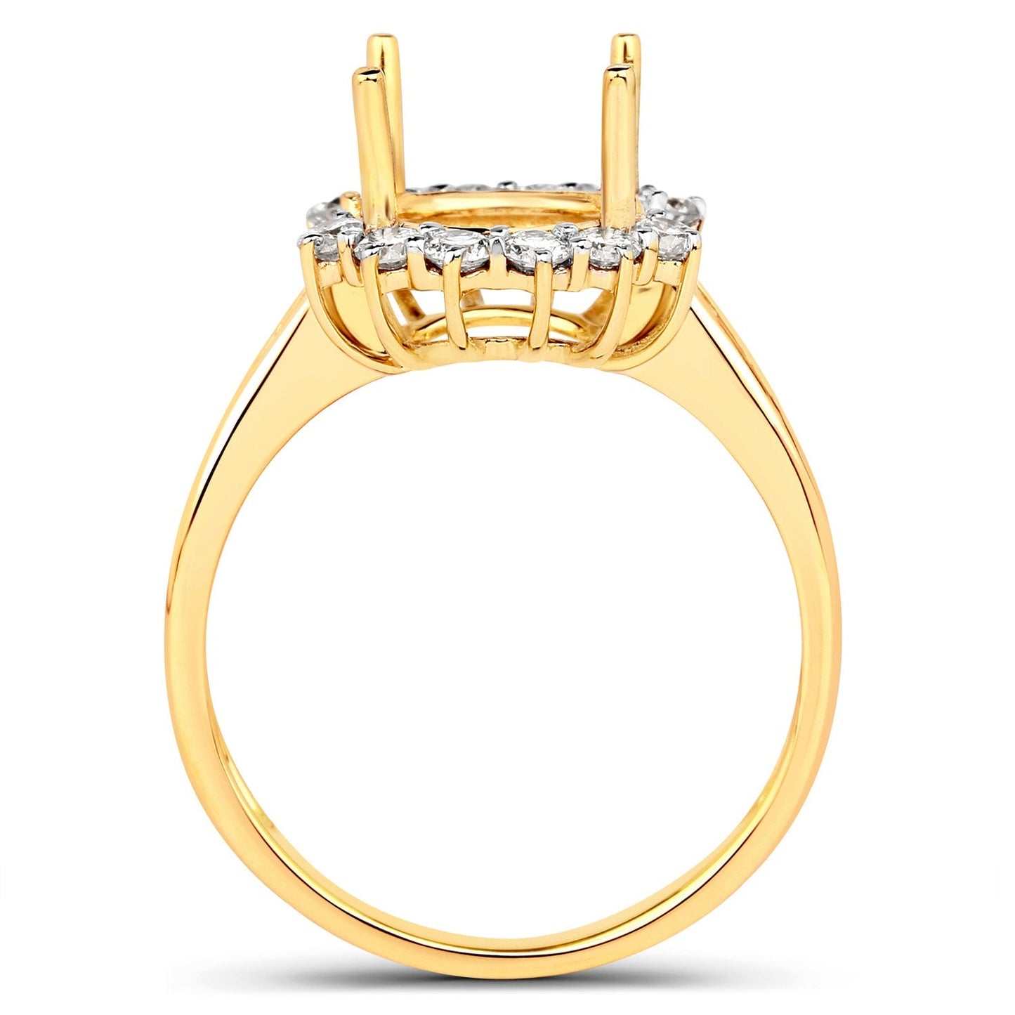 0.58 Carat Genuine White Diamond 14K Yellow Gold Semi Mount Ring - holds 9.00mm Round Gemstone Bids.com