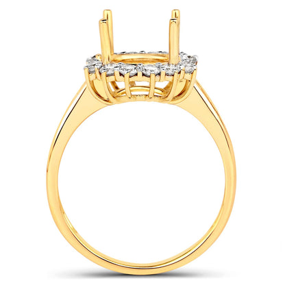0.58 Carat Genuine White Diamond 14K Yellow Gold Semi Mount Ring - holds 9.00mm Round Gemstone Bids.com