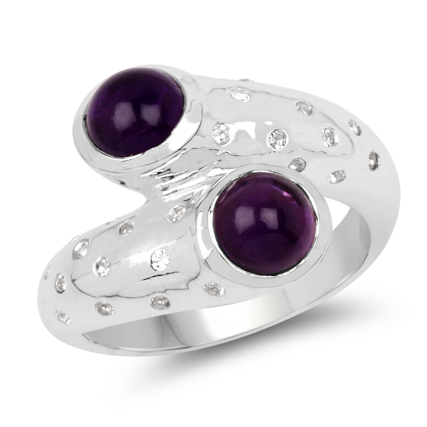 2.31 Carat Genuine Amethyst and White Topaz .925 Sterling Silver Ring Bids.com