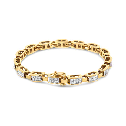 14K Yellow Gold 2 1/2 Cttw Princess-Cut Diamond Link Tennis Bracelet (H-I Color, SI2-I1 Clarity) - 7.25" Bids.com