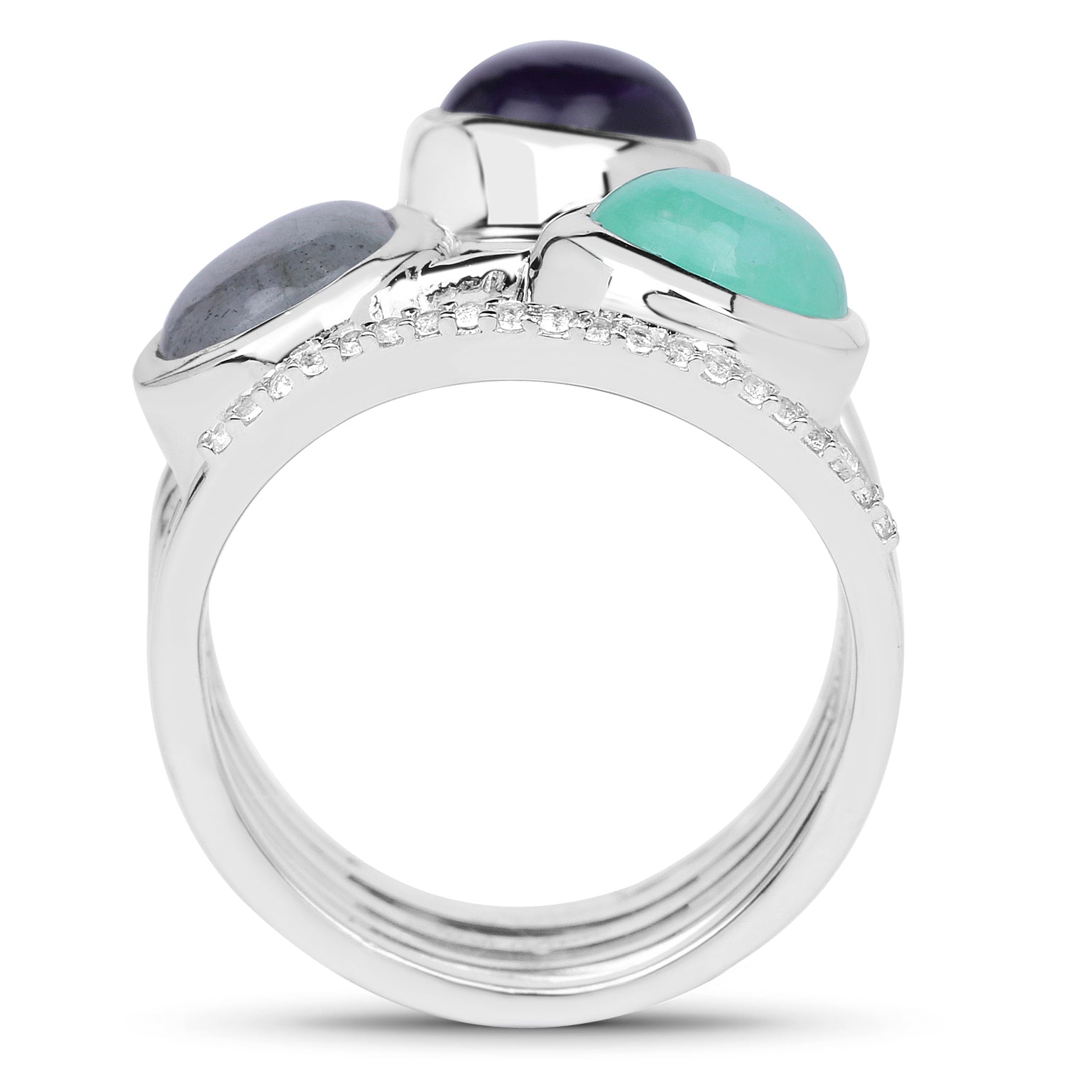 4.00 Carat Genuine Multi Stone .925 Sterling Silver Ring Bids.com