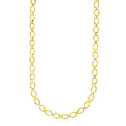 14k Two-Tone Gold Multi-Textured Oval Link Fancy Necklace Bids.com