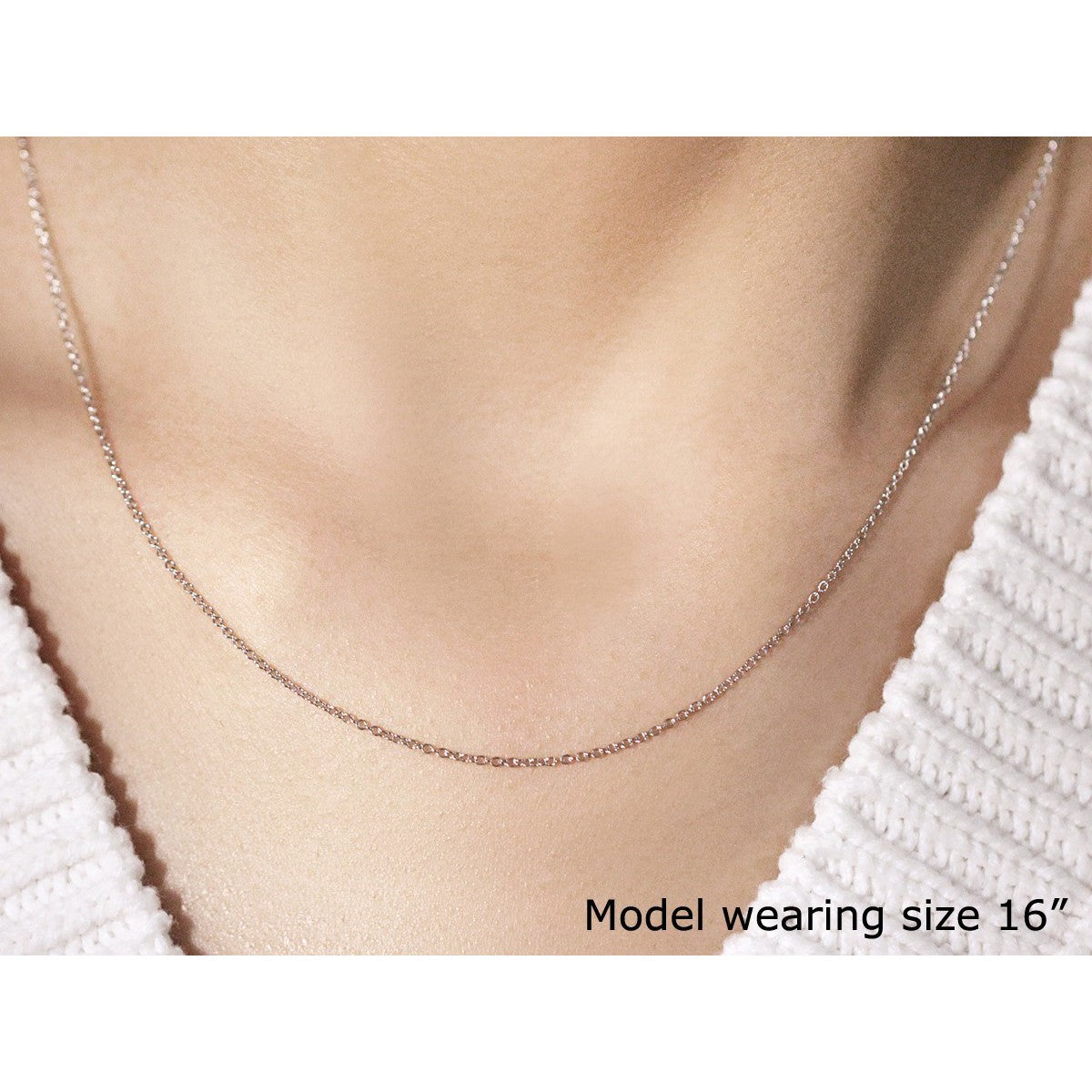 14k White Gold Round Cable Link Chain 1.1mm Bids.com