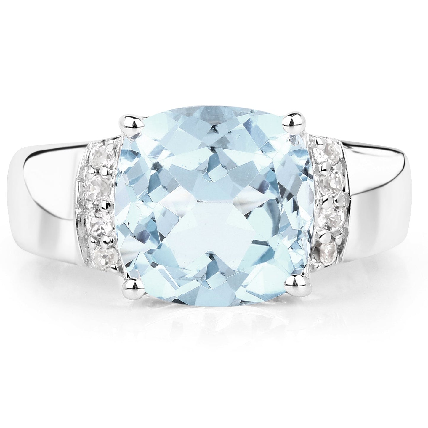 4.58 Carat Genuine Blue Topaz and White Topaz .925 Sterling Silver Ring Bids.com