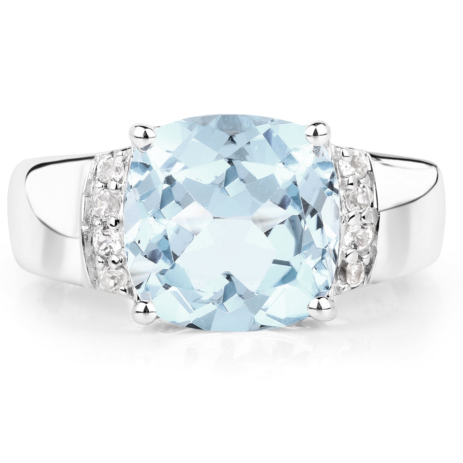 4.58 Carat Genuine Blue Topaz and White Topaz .925 Sterling Silver Ring Bids.com
