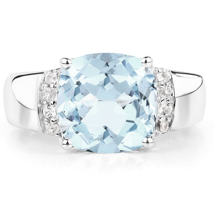 4.58 Carat Genuine Blue Topaz and White Topaz .925 Sterling Silver Ring Bids.com
