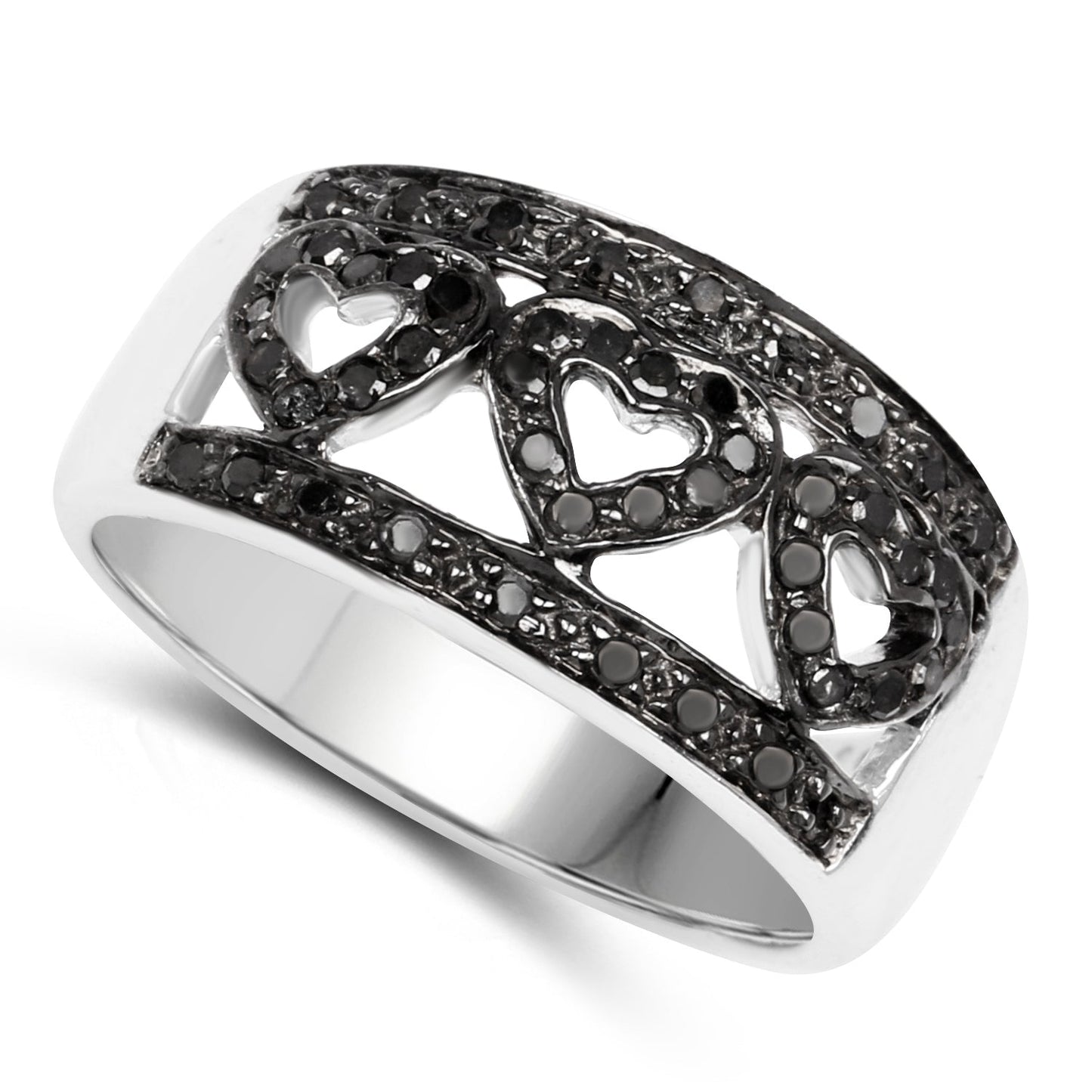 0.32 Carat Genuine Black Diamond .925 Sterling Silver Ring Bids.com