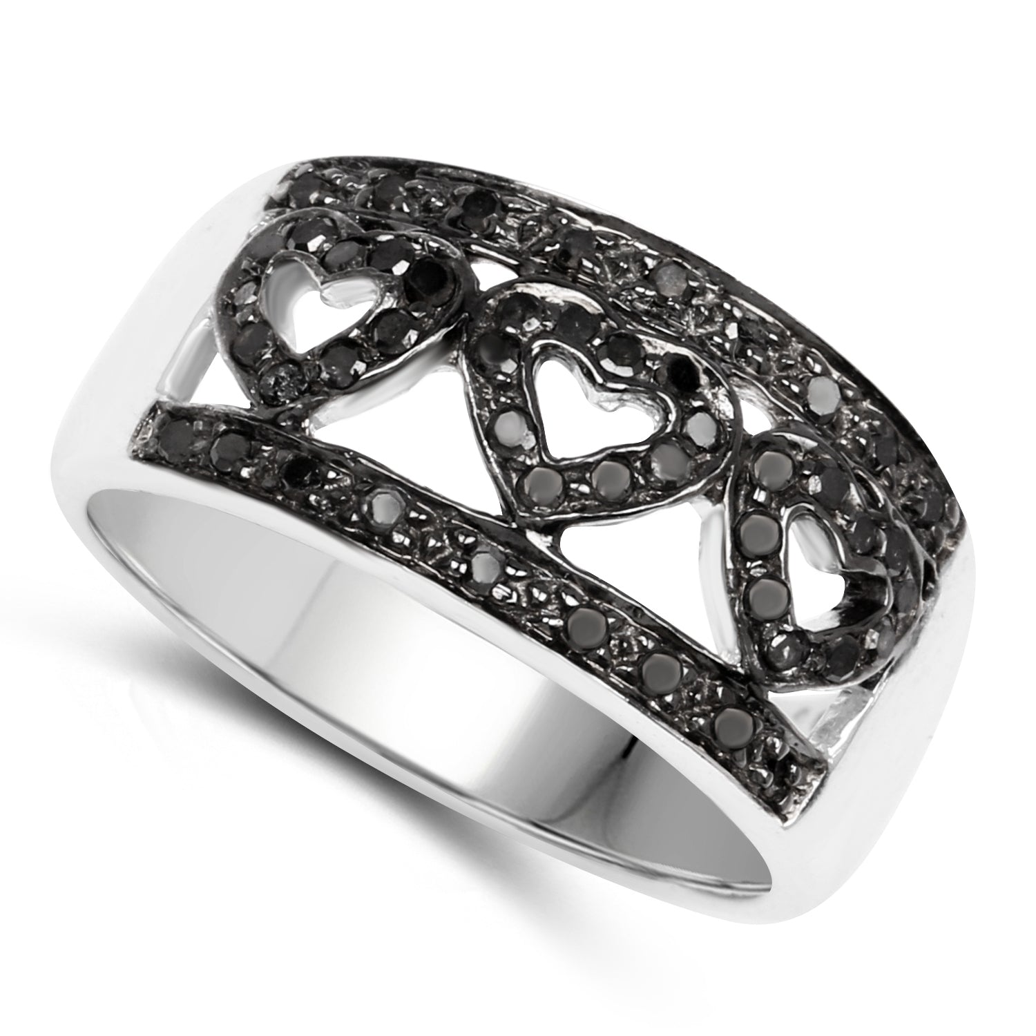 0.32 Carat Genuine Black Diamond .925 Sterling Silver Ring Bids.com