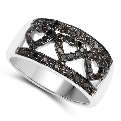 0.32 Carat Genuine Black Diamond .925 Sterling Silver Ring Bids.com