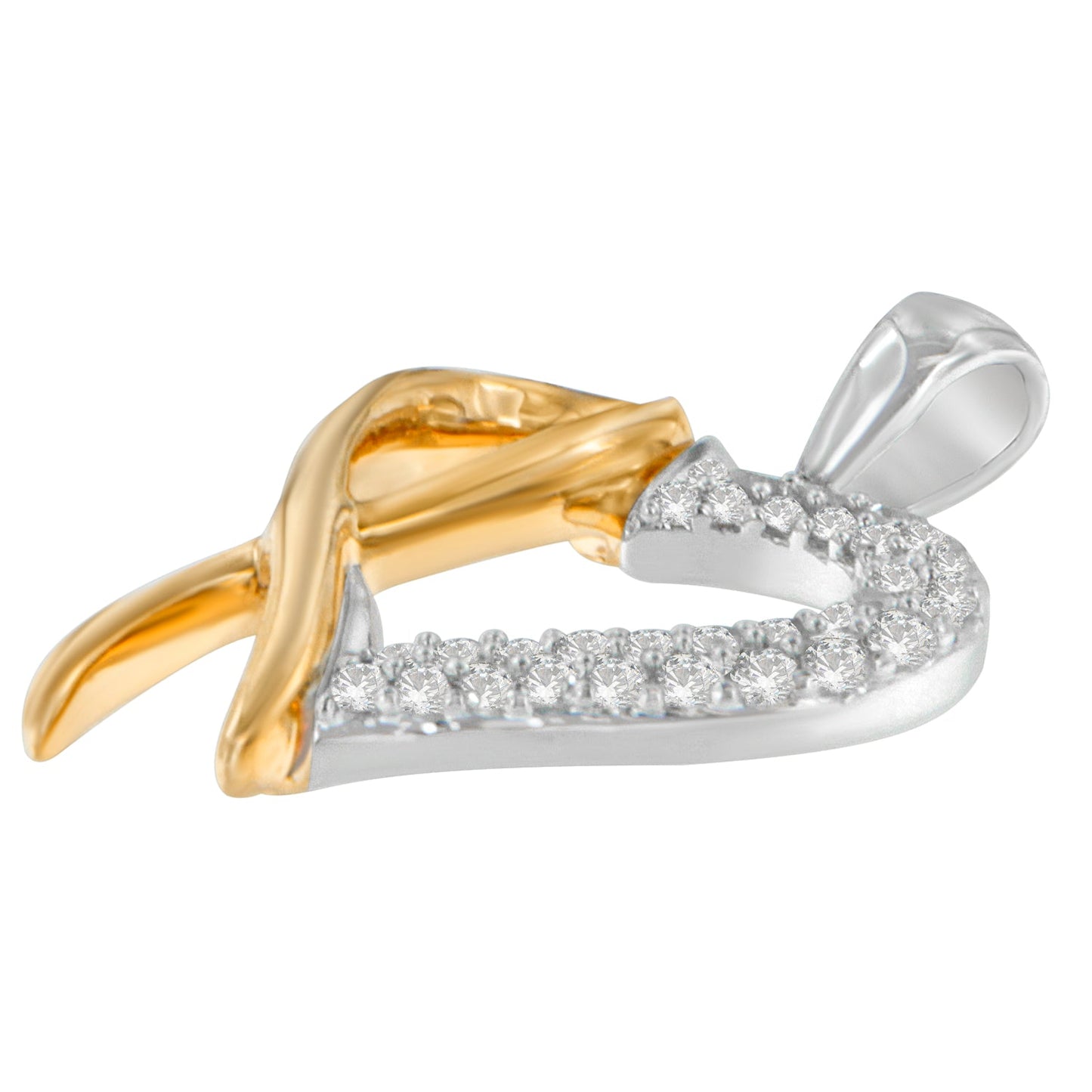 .925 Sterling Silver Two Toned 1/4 cttw Round Cut Diamond Pendant Necklace (H-I, I2-I3) Bids.com