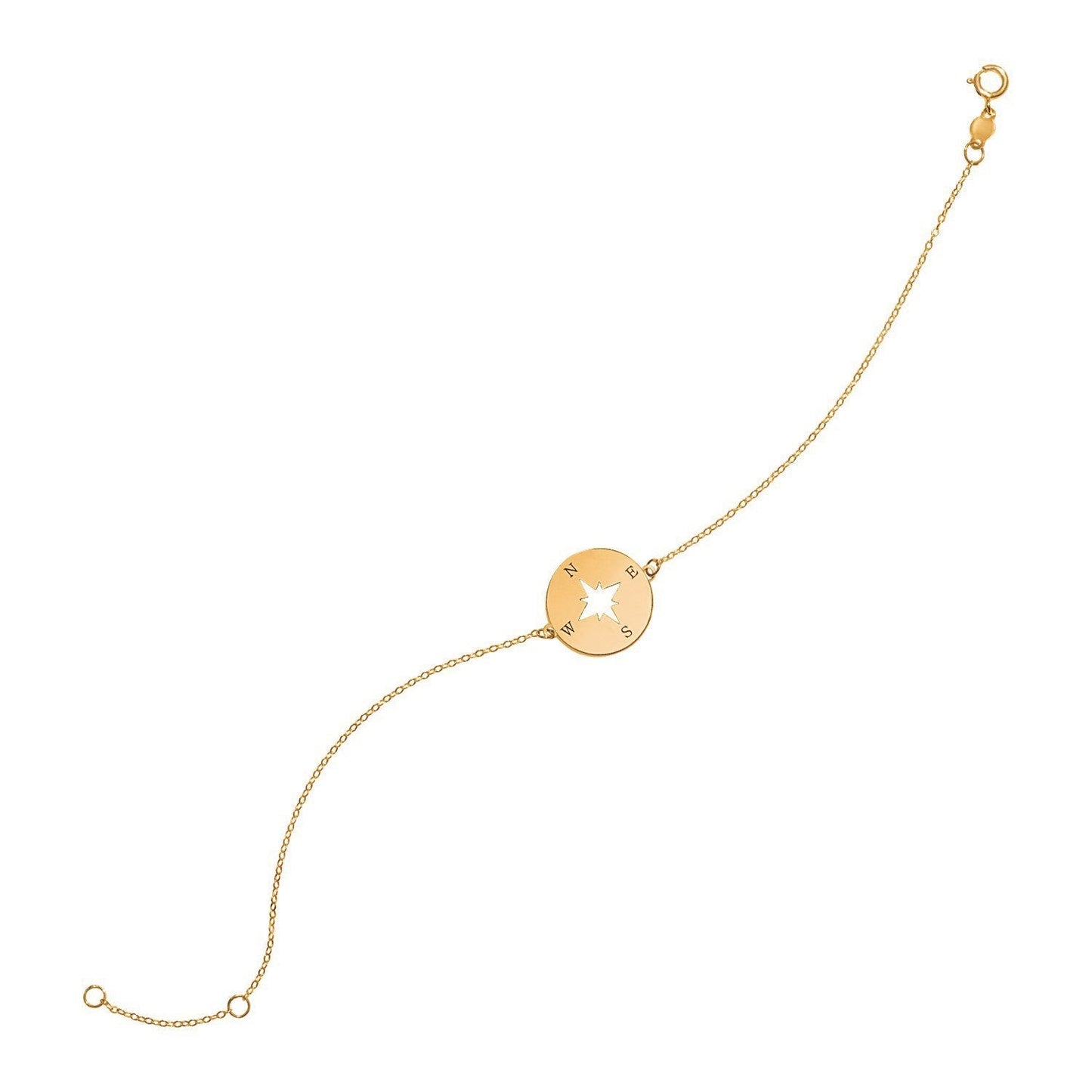 14k Yellow Gold 7 inch Bracelet with Compass Bids.com