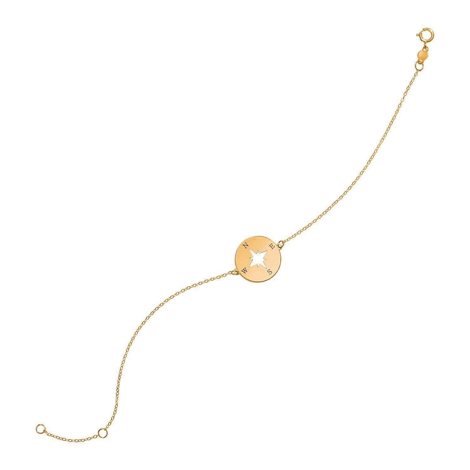 14k Yellow Gold 7 inch Bracelet with Compass Bids.com
