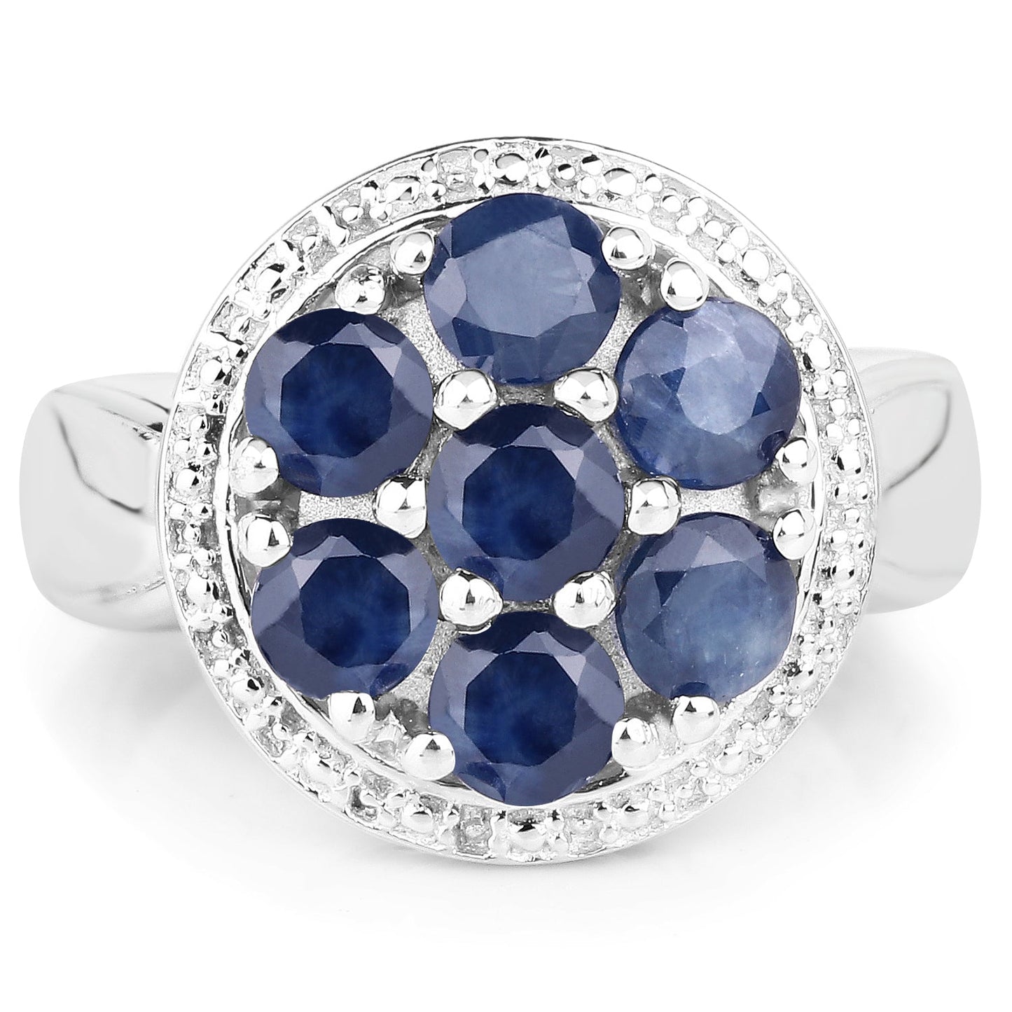 2.10 Carat Genuine Blue Sapphire .925 Sterling Silver Ring Bids.com