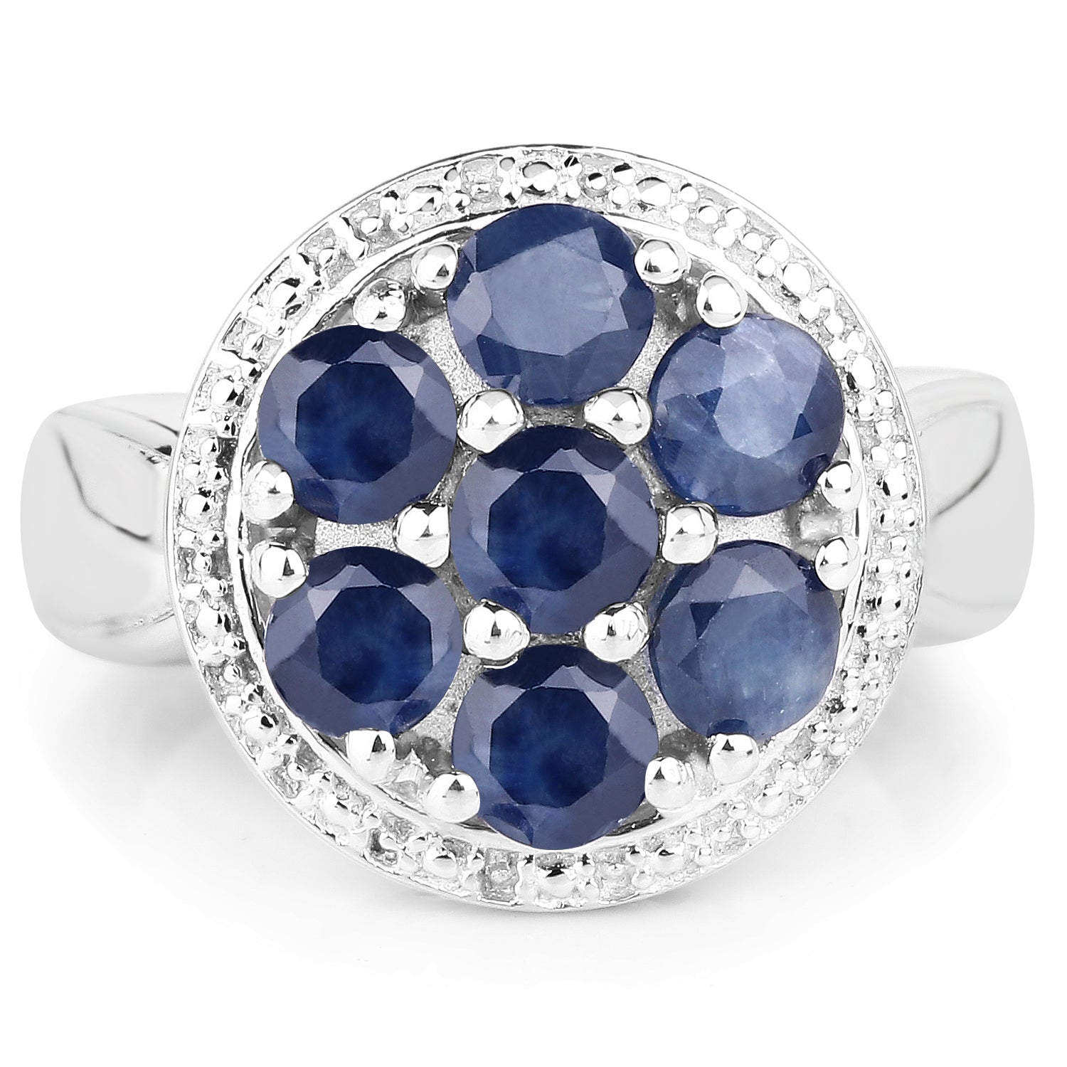 2.10 Carat Genuine Blue Sapphire .925 Sterling Silver Ring Bids.com