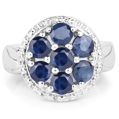 2.10 Carat Genuine Blue Sapphire .925 Sterling Silver Ring Bids.com