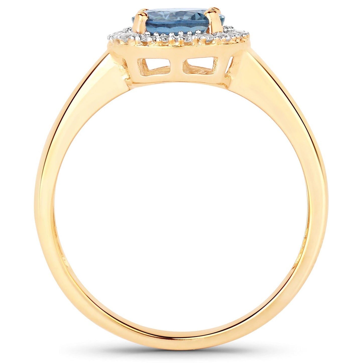 1.03 Carat Genuine Blue Sapphire and White Diamond 14K Yellow Gold Ring Bids.com