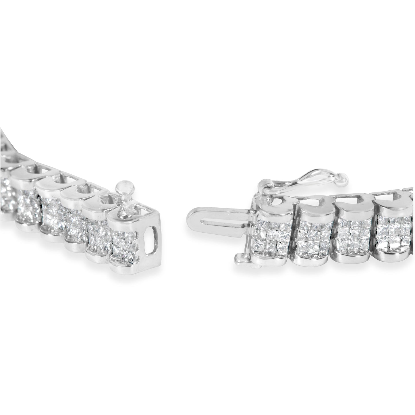 14K White Gold 5.00 Cttw Invisible Set Princess-Cut Diamond Belt and Buckle Tennis 7" Bracelet (H-I Color, SI1-SI2 Clarity) Bids.com