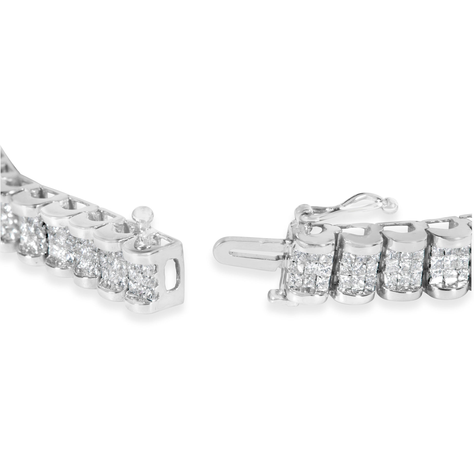 14K White Gold 5.00 Cttw Invisible Set Princess-Cut Diamond Belt and Buckle Tennis 7" Bracelet (H-I Color, SI1-SI2 Clarity) Bids.com